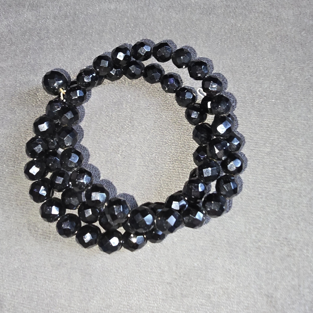Elegant Black Beaded Bracelet Stretch